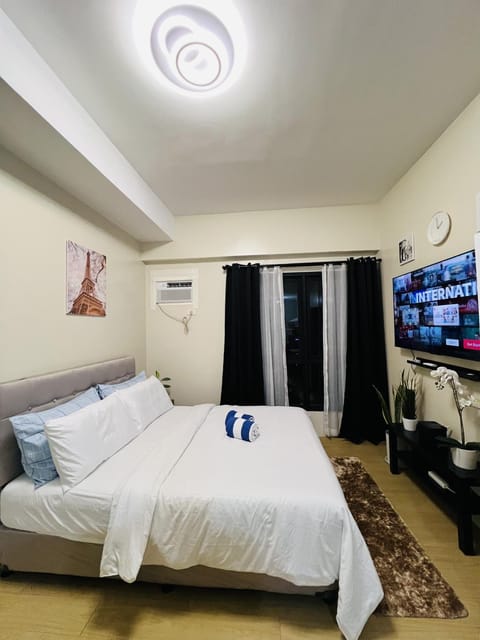 Bed, TV and multimedia, Living room, Photo of the whole room, Bedroom, towels, air conditioner