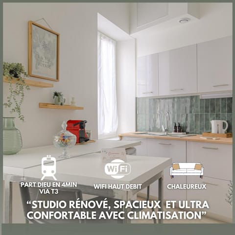 Kitchen or kitchenette, Dining area, Text overlay