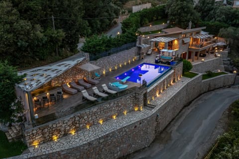 Property building, Night, Bird's eye view, Pool view, Swimming pool
