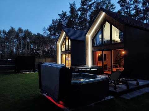 Property building, Night, Garden, Garden view