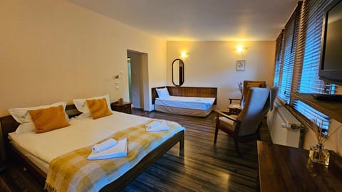 Bed, TV and multimedia, Living room, Photo of the whole room, Seating area, Bedroom, towels