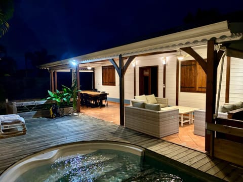 Patio, Night, Pool view, Swimming pool