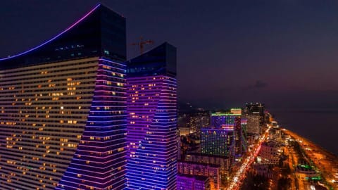 Property building, Night, Bird's eye view, Beach, City view, Sea view
