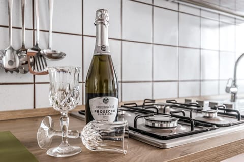 Kitchen or kitchenette, stove