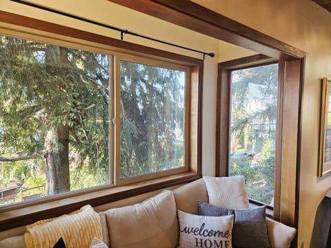 Living room, Seating area, Garden view
