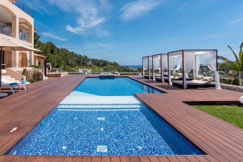 Property building, Living room, Swimming pool