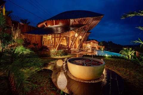 Property building, Night, Garden, Garden view, Pool view, Swimming pool