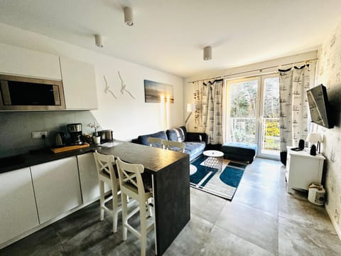 Kitchen or kitchenette, Living room, Seating area