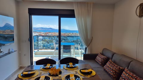 View (from property/room), Living room, Dining area, Sea view
