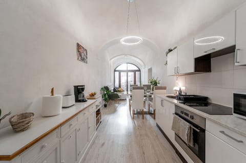 Kitchen or kitchenette, oven, stove, toaster