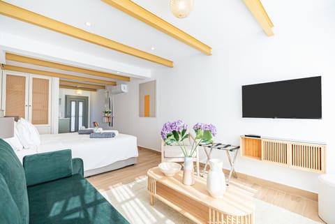 Bed, TV and multimedia, Living room, Photo of the whole room, Seating area, Bedroom