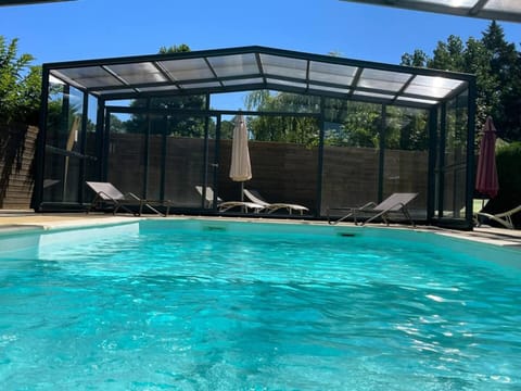 Property building, Living room, Swimming pool