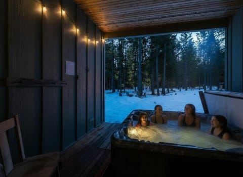 People, Natural landscape, Winter, Hot Tub, Sauna, group of guests