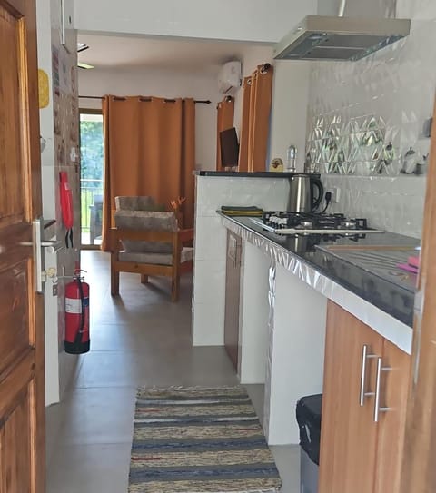Kitchen or kitchenette, stove