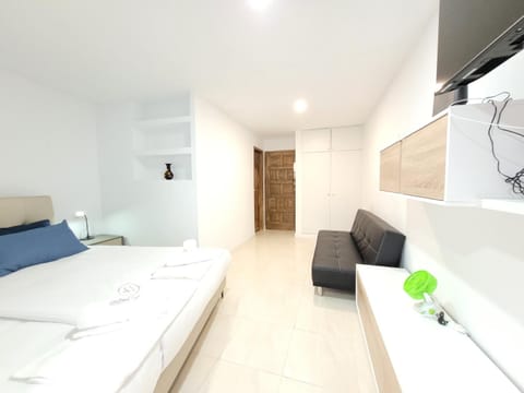 Bed, TV and multimedia, Living room, Seating area, Bedroom, wardrobe
