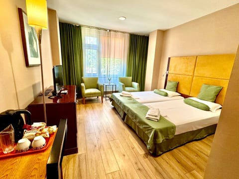 Bed, TV and multimedia, Coffee/tea facilities, Living room, Photo of the whole room, Seating area, Bedroom, towels