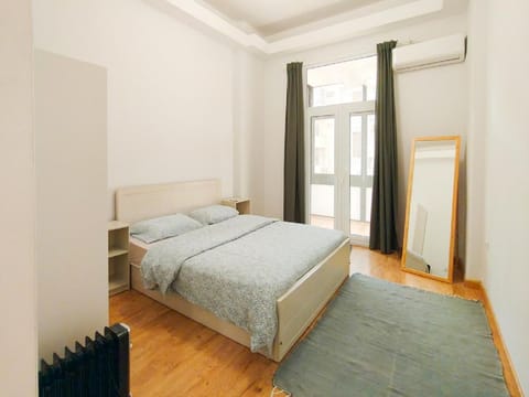 Bed, Balcony/Terrace, Balcony/Terrace, Bedroom, flat iron, heating, heating, towels, towels, wardrobe, air conditioner, air conditioner