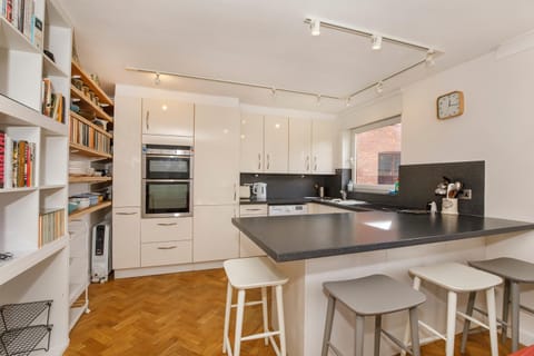 Kitchen or kitchenette, microwave, oven, stove, toaster