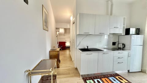 Kitchen or kitchenette, dishwasher, stove