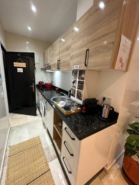Kitchen or kitchenette, stove, toaster