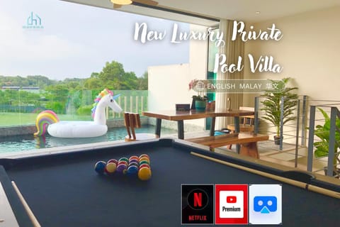 Text overlay, Pool view, Swimming pool