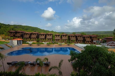 Property building, Day, Natural landscape, Mountain view, Pool view, Swimming pool, sunbed