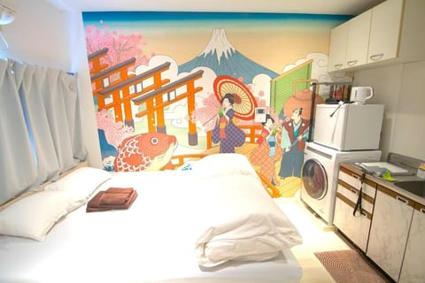 Bed, Kitchen or kitchenette, Photo of the whole room, Bedroom, minibar, towels