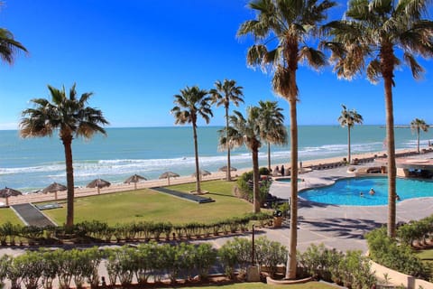 Property building, Day, Beach, Pool view, Sea view, Swimming pool, sunbed