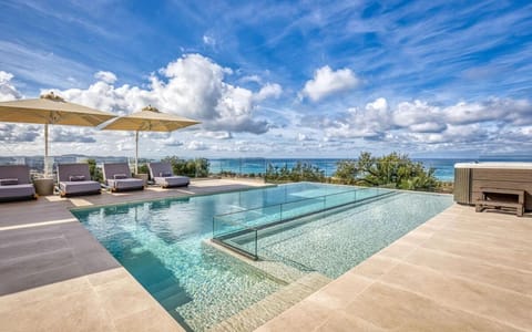 View (from property/room), Pool view, Sea view, Swimming pool, sunbed
