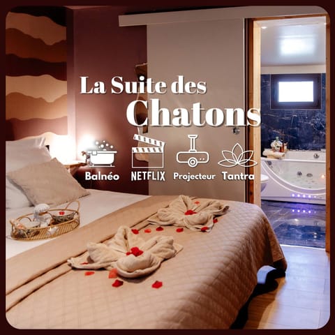 Bed, Property logo or sign, Photo of the whole room, Bedroom, Text overlay, towels