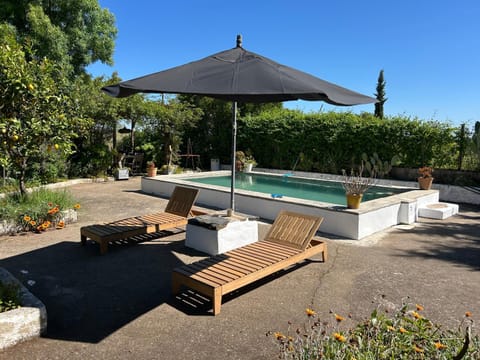 Patio, Day, Natural landscape, Garden, Garden view, Pool view, Swimming pool, sunbed