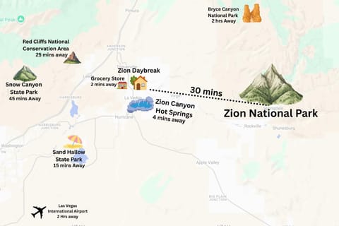 Near Zion 3BR Sleeps 8 Covered Patio Dining House in Toquerville