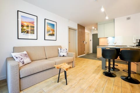 Kitchen or kitchenette, Living room, Seating area