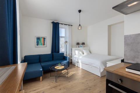 Bed, Kitchen or kitchenette, Living room, Photo of the whole room, Bedroom