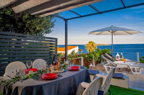 Day, Natural landscape, View (from property/room), Balcony/Terrace, Seating area, Dining area, Sea view