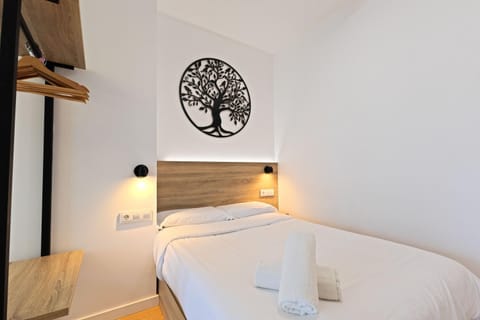 Bed, wardrobe