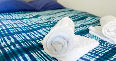 Bed, Photo of the whole room, Bedroom, towels