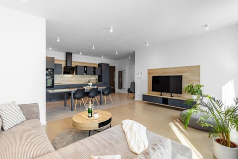 TV and multimedia, Kitchen or kitchenette, Living room, Seating area, Dining area