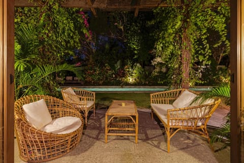 Patio, Seating area, Garden view, Pool view