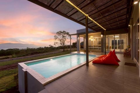 Patio, Natural landscape, Mountain view, Pool view, Swimming pool, Sunset