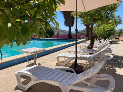 Swimming pool, sunbed