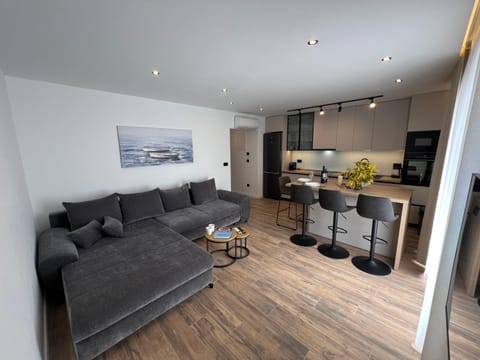 Kitchen or kitchenette, Living room, Seating area, Dining area