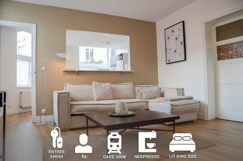 Centre ville, WIFI, Gare 600m, Prox Lille, Lit King size Apartment in Flanders