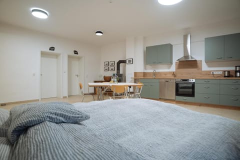 Bed, Kitchen or kitchenette, Living room, Photo of the whole room