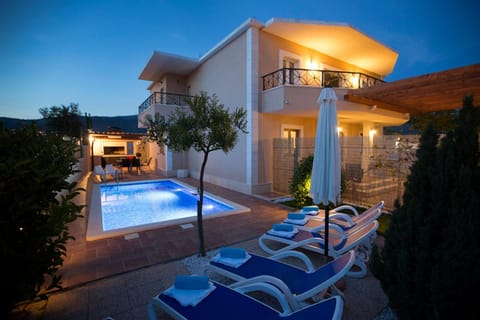 Property building, Patio, Night, Natural landscape, View (from property/room), Balcony/Terrace, Balcony/Terrace, Pool view, Swimming pool, Sunset, sunbed