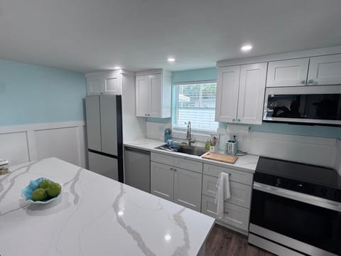 Kitchen or kitchenette, dishwasher, oven, stove, toaster