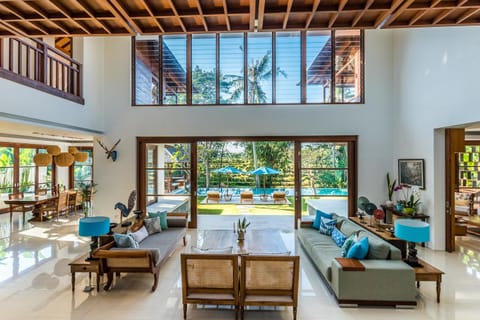 View (from property/room), Living room, Seating area, Garden view, Pool view, Swimming pool