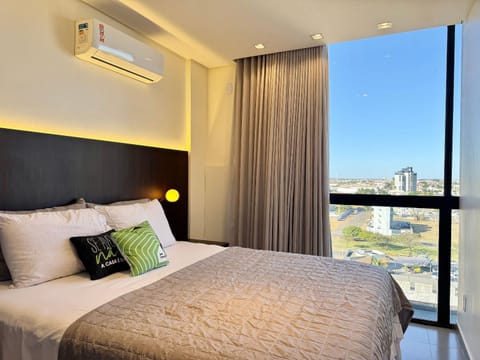 Bed, Bedroom, City view