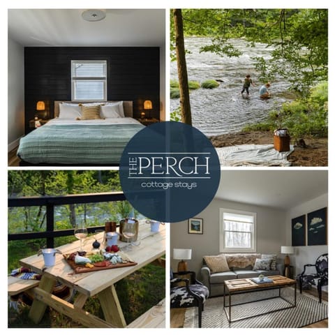Bed, Natural landscape, Living room, River view