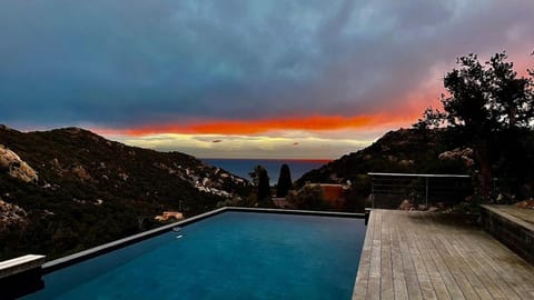Natural landscape, Swimming pool, Sunset